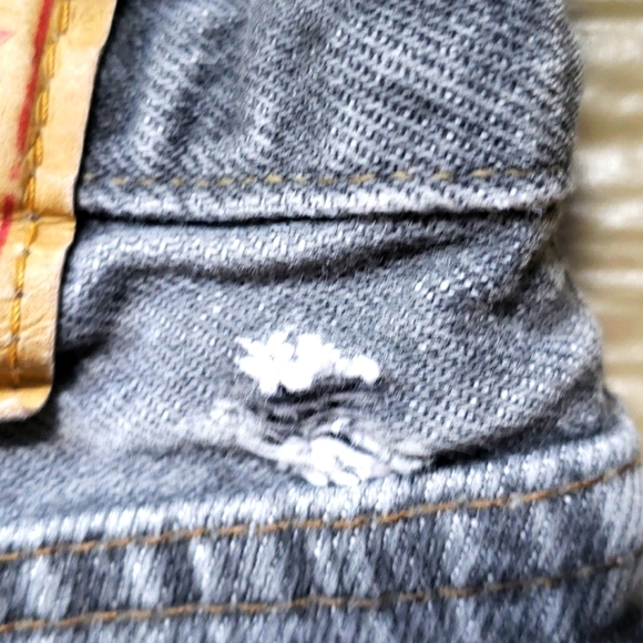 Levi's 501 Gray Denim Button Fly Cuff destroyed shorts custom 31 - Picture 8 of 8